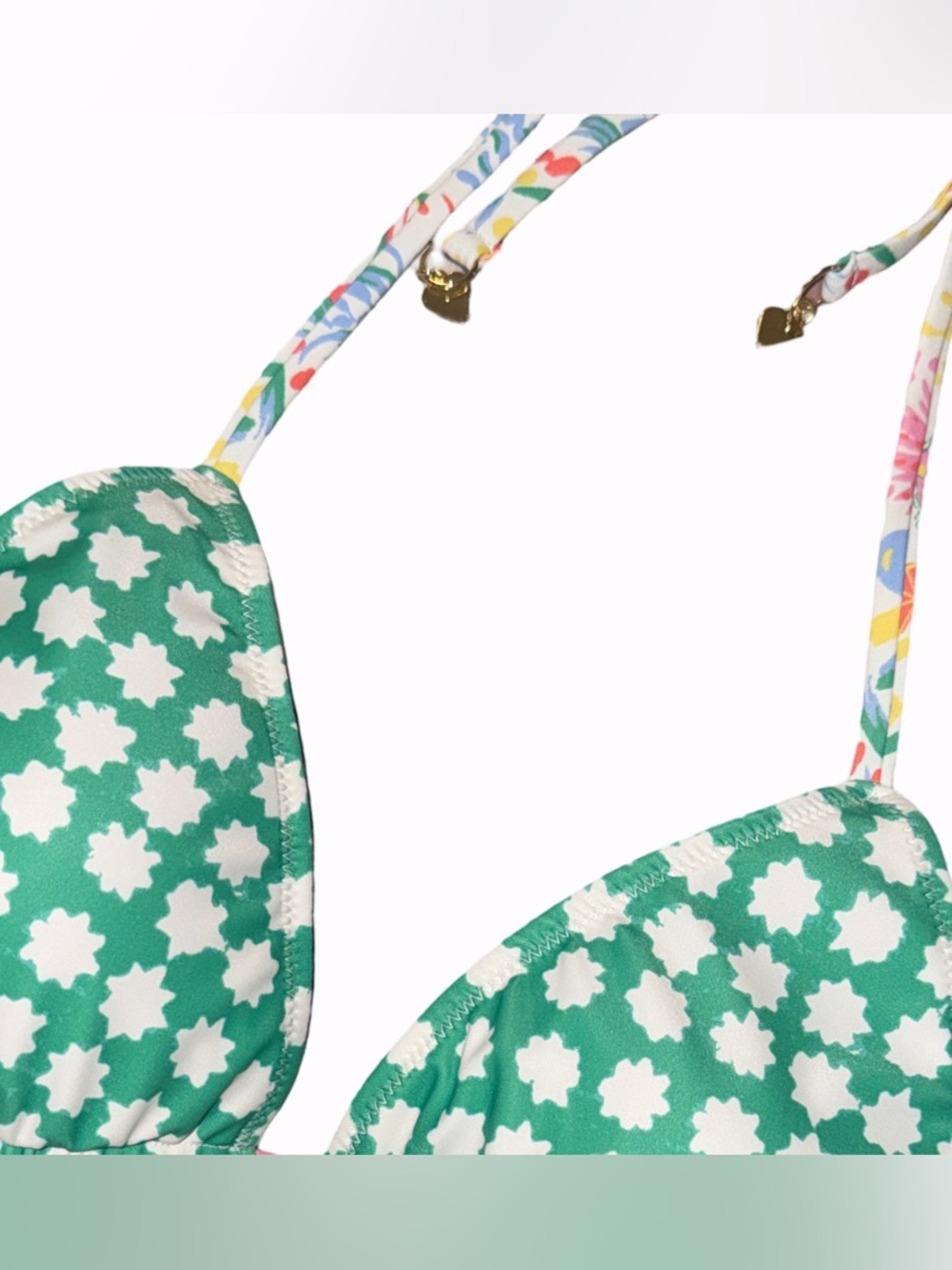 Women's Vacation/Star Geo Reversible Triangle Bikini Top Yellow/Green 
NWT XXS - Picture 8 of 13